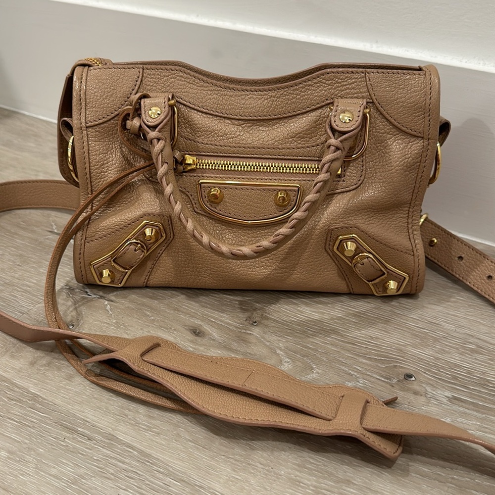 Balenciaga City Classic Mini Bag Leather pale pink with gold hardware